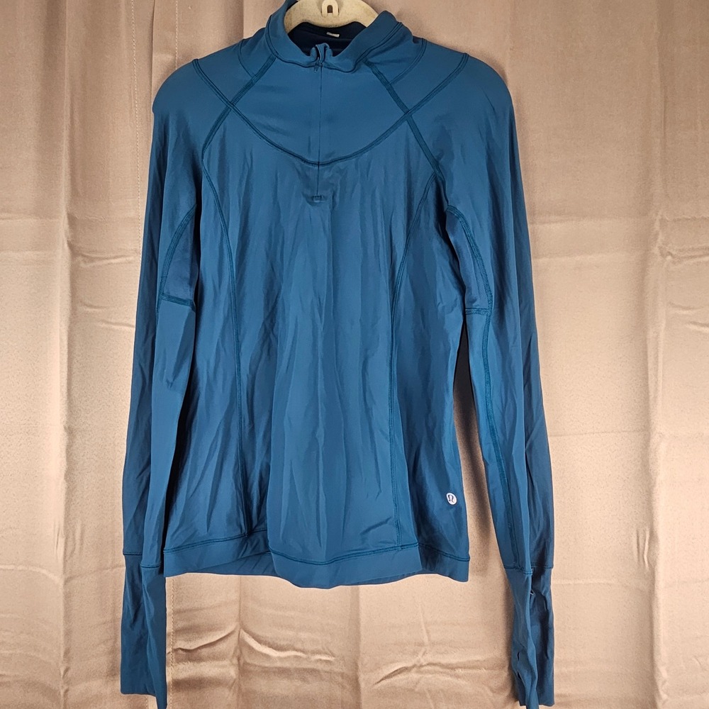 Lululemon Womens Pitch Blue‎ It's Rulu Run Long Sleeve 1/4 Zip Pullover 6 8